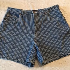 Halston Jeanswear Denim Striped Jean Shorts 14